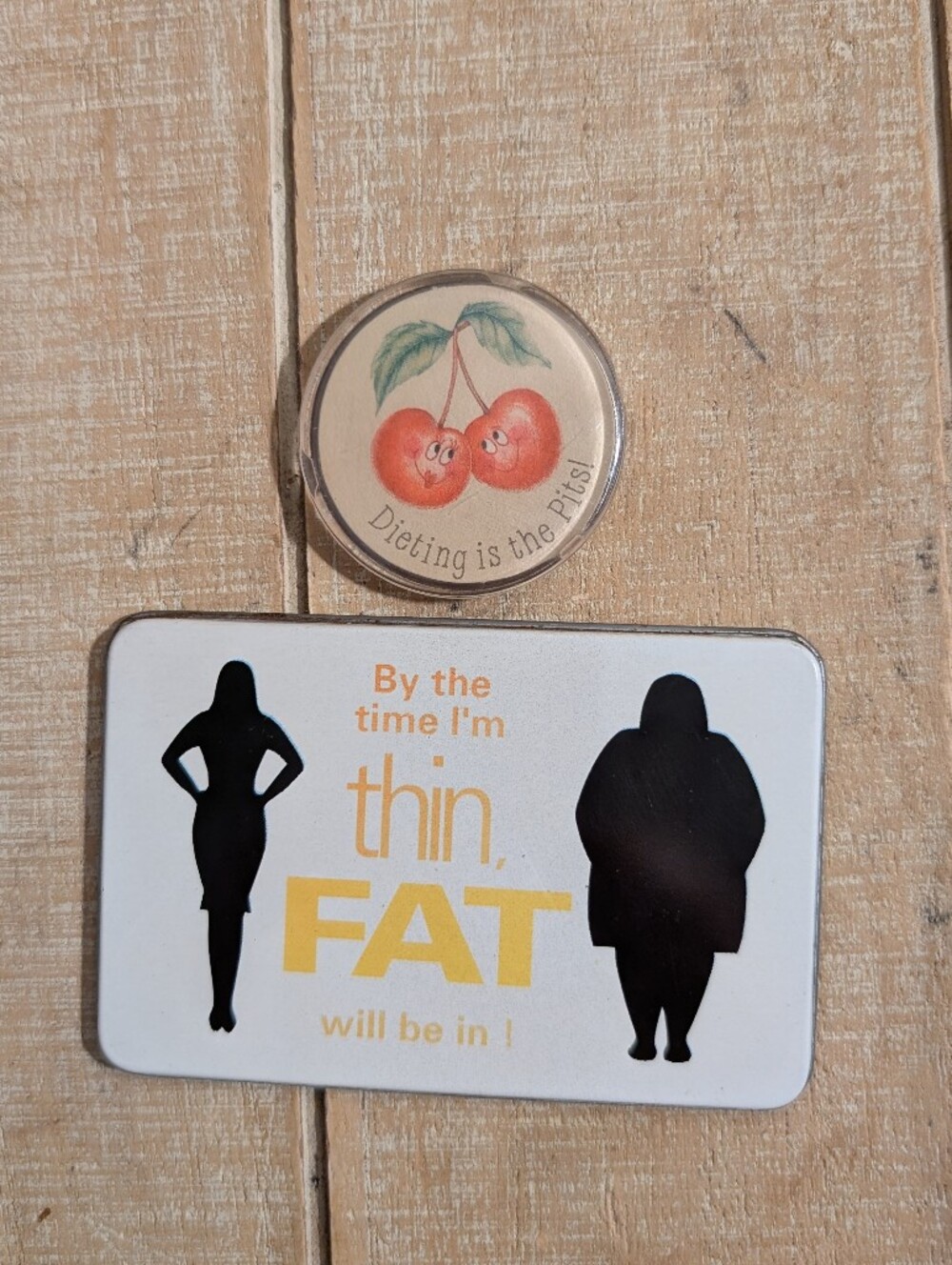 Lot Of Two Vintage 90s Dieting Themed Magnets